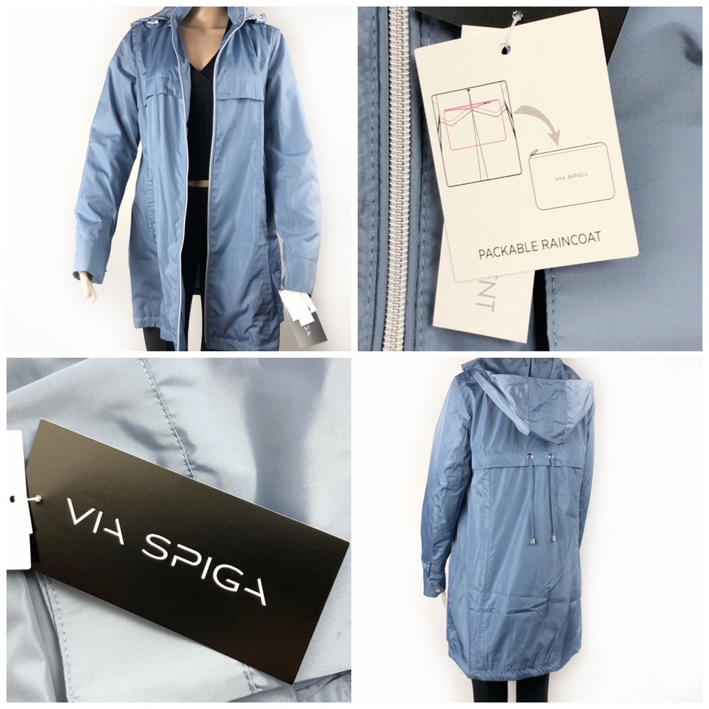 NWT Via Spiga Blue Raincoat Women’s Size Small